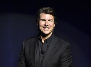 FILE - In this April 21, 2015 file photo, Tom Cruise, star of the upcoming film "Mission: Impossible - Rogue Nation," makes an appearance at the Paramount Pictures presentation at CinemaCon 2015 in Las Vegas.