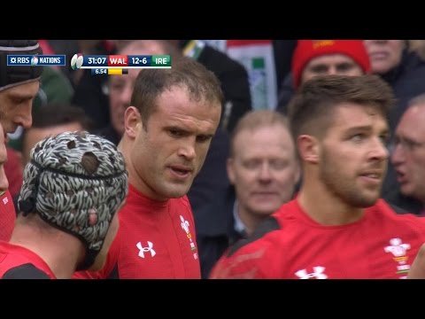 Jamie Roberts packs down on the flank, Wales v Ireland, 14th March 2015