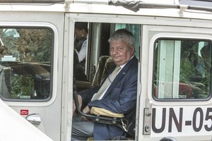 Hervé Ladsous, UN Under-Secretary-General for Peacekeeping Operations, en route to the Malakal Field Office of the UN Mission in South Sudan (UNMISS), 11 June 2016.