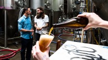 News. Young Henrys brewery in Newtown. (L-R) Jake Steele, solar energy specialist and Oscar McMahon, co owner and brewer ...