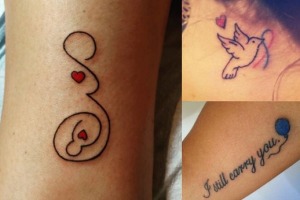 Left: The Imgur poster's photo, and right: Miscarriage tattoos from Pinterest. 