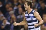 Daniel Menzel of the Cats celebrates a goal 