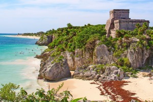 Ruins of the Mayan fortress and temple near Tulum, Mexico