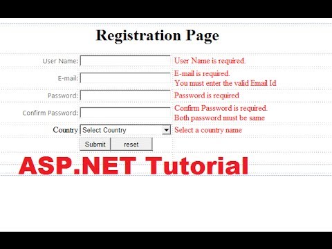 ASP.NET Tutorial 2- How to Create a Login website - Validation Controls ( Registration Page )