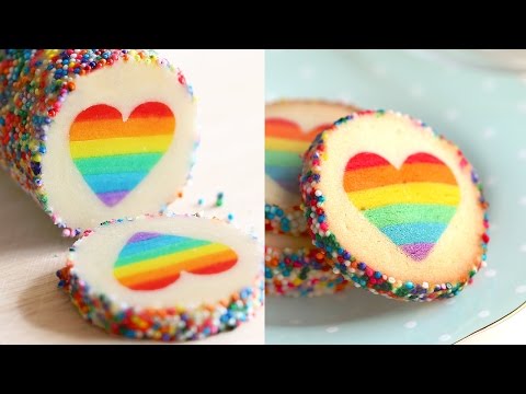 "Eugenie Cookie" Rainbow Heart Cookies Slice & Bake Surprise! DIY Rainbow Treats