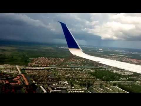 Daytime landing at Palm Beach International Airport in West Palm Beach, Florida