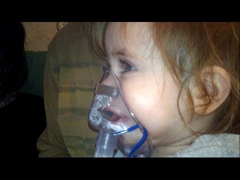 Funny little baby girl healing Inhalation !