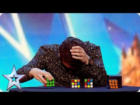 Watch Flavian solve three Rubik’s Cubes…BLINDFOLDED!  | Britain’s Got More Talent 2016