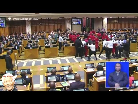 BIG Fight In Parliament.  Malema & EFF Removed By Force Again