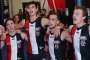 MELBOURNE, AUSTRALIA - JUNE 12:  Jade Gresham (L) Lewis Pearce, Luke Dunstan, Tom Lee of the Saints (R) sing the club ...