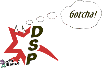 Cartoon of the DSP monster with SA in its grasp