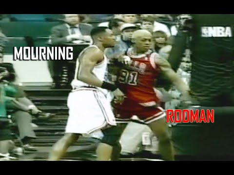 Alonzo Mourning vs Dennis Rodman Chicago Bulls 112:91 Miami Heat 1996 NBA Play of 1/4 Game 3