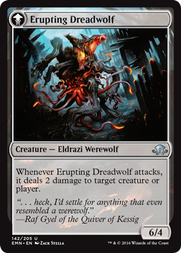 Erupting Dreadwolf; spoilers from Wizards of the Coast for Magic: The Gathering set Eldritch Moon