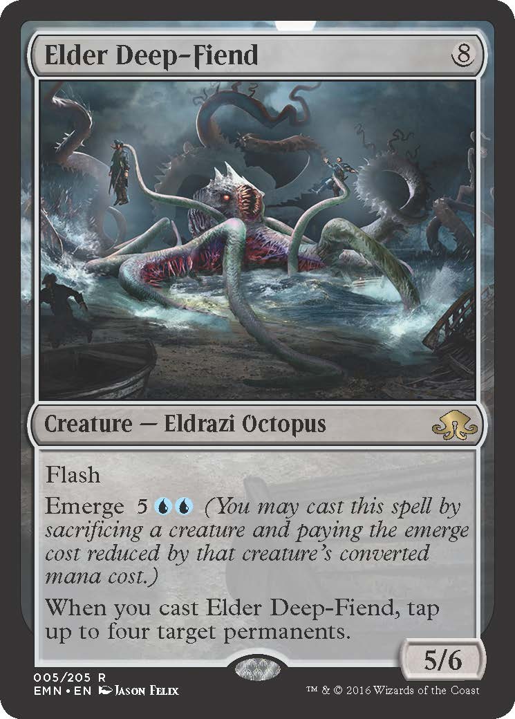 Elder Deep Fiend; spoilers from Wizards of the Coast for Magic: The Gathering set Eldritch Moon