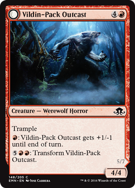 Vildin-Pack Outcast; spoilers from Wizards of the Coast for Magic: The Gathering set Eldritch Moon