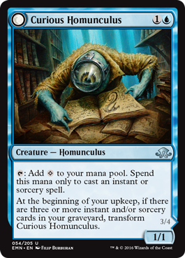 Curious Homunculus; spoilers from Wizards of the Coast for Magic: The Gathering set Eldritch Moon