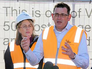 The Premier, Daniel Andrews, and the Minister for Public Transport, Jacinta Allan, make level crossing announcement, at Centre Road railway crossing, , Bentleigh, Picture Yuri Kouzmin