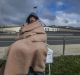 Hunger striker Alexander Miziner in Thursday's frigid conditions before the sprinklers were turned on.