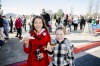 Tabatha Fachin 11, and her sister Chiara, 9, of Brisbane enjoy an election day sausage sizzle.