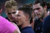 Blues coach Brendon Bolton speaks to his players during a break.