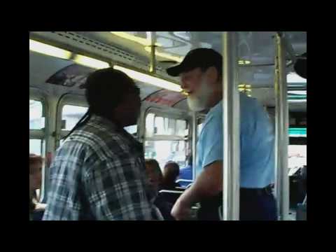 Old man beats young guy AC transit bus fight w/ subtitles - Full story + interview HD