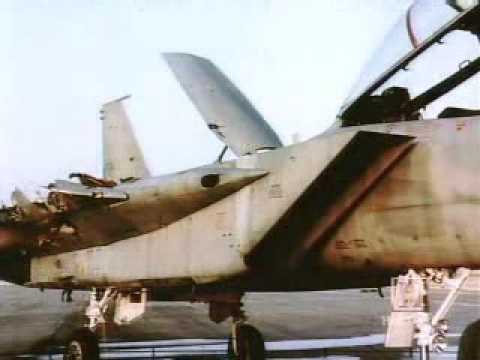 F-15 lands with one wing