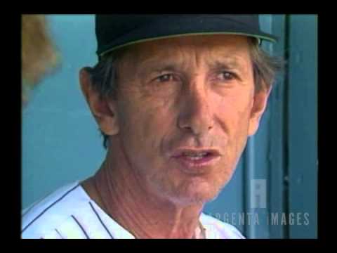 Billy Martin gives an interview as the New York Yankee Head Coach.