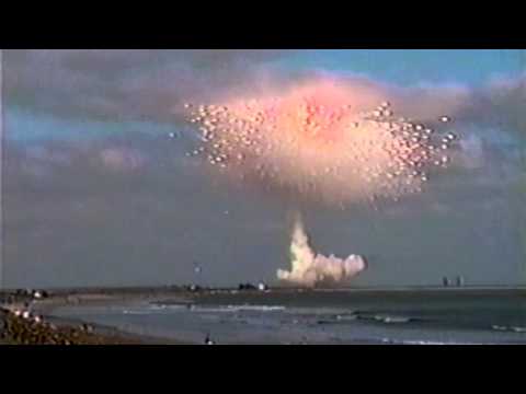 "Spectacular explosion during Delta 2 rocket launch", Cape Canaveral. January 17, 1997