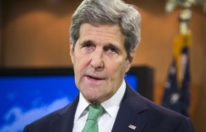 FILE - In this March 17, 2016 file photo, U.S. Secretary of State John Kerry speaks to reporters at the State Department in Washington. In Japan, Group of Seven foreign ministers’ meeting has never captured as much attention as one coming up starting from April 10, 2016