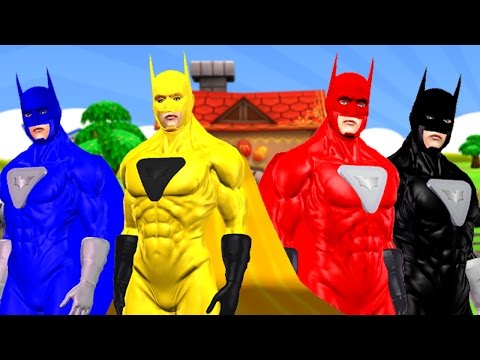 Blue Yellow Red Batman Cartoons Singing And Dancing Ringa Ringa Roses Children Nursery Rhymes