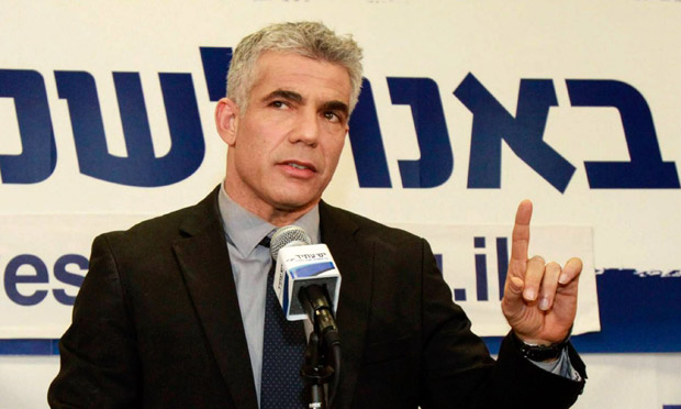 Yair Lapid at his party's headquarters in Tel Aviv. (Photo: Edi Israel/Israel Sun)