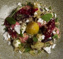 Beetroot, bearnaise, goat's curd mousse  and hazelnut dukkah at Sage.