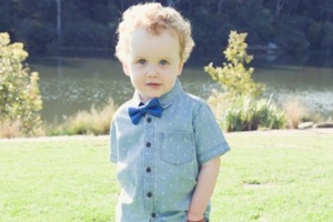 An example of how adorable a Buckle Jnr bow tie can make an outfit.