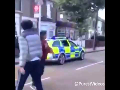 British Police taser crazy guy with a knife in London