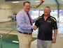 CONGRATULATIONS: Federal Member for Wright Scott Buchholz congratulates Scenic Rim Aqua Fitness Centre head coach Bez Berry on his success.