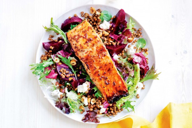 Maple-glazed salmon