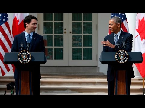 Justin Trudeau & Barack Obama White House  Rose Garden media conference, March 10, 2016