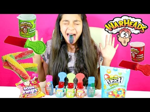 TRYING SOUR CANDY WARHEADS SOUR CANDY!! 7 FLAVORS! B2cutecupcakes