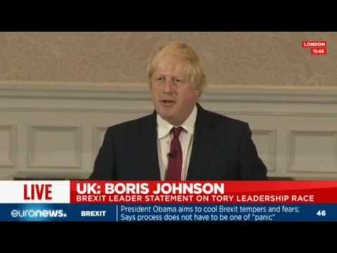 LIVE: Boris Johnson's shock announcement he will not run for Tory leadership