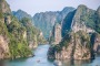 This photo was taken in the spectacular Ha Long Bay in Vietnam. This formation of limestone islands covers an ...