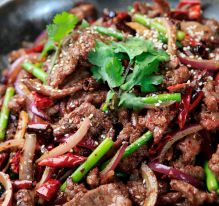 Chilli lamb at Dainty Sichuan.