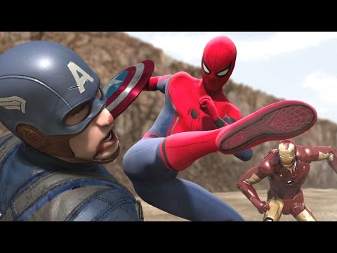 Civil War - Iron Man vs Captain America -  Part1 (FIGHT SCENE) feat new Spiderman