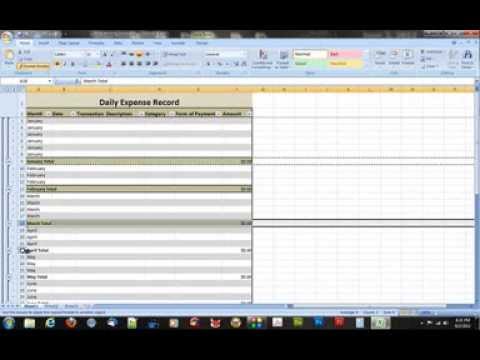 How to Create a Daily Expense Record in Microsoft Excel 2007