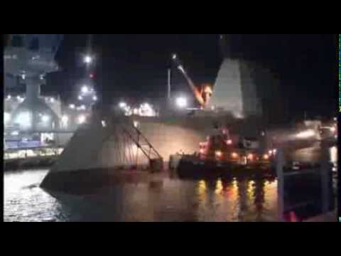 US Navy   DDG 1000 Zumwalt Class Destroyer Launched From Drydock Timelapse