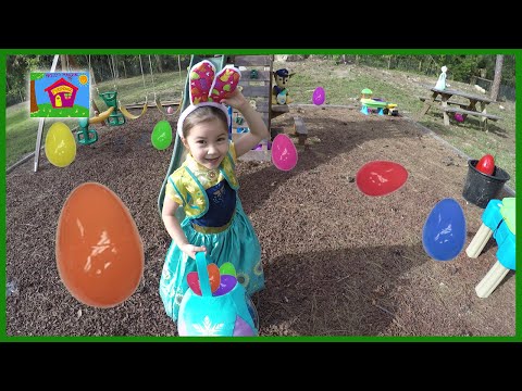 FROZEN ANNA BIG EASTER EGG HUNT FOR HUGE SURPRISE EGGS + Golden Egg Surprise Opening Toy Surprises