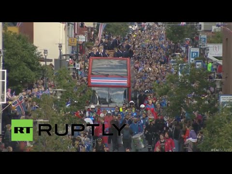 Hero welcome for the Iceland team returning home after Euro-2016 (recorded live)