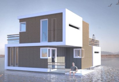 Floating house designed to split if a couple breaks up