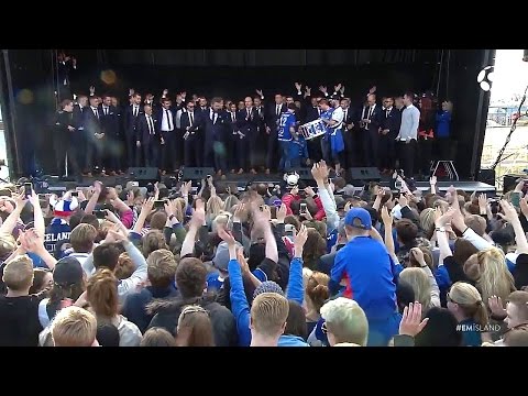 ICELAND celebrating the results viking clap after Euro 2016 WELCOME HOME GUYS !!