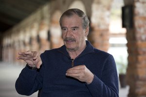 Former Mexican President Mexico Vicente Fox gives an interview at the "Fox Center," an academic facility focused on free enterprise in San Cristobal, Mexico, Wednesday, March 9, 2016.