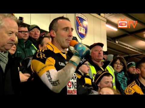 Paul Hearty lifting the Ulster Club Championship Trophy in the Athletic Grounds 2015